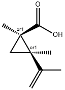 Cyclopropanecarboxylic acid, 1,2-dimethyl-2-(1-methylethenyl)-, (1R,2R)-rel- (9CI) Struktur