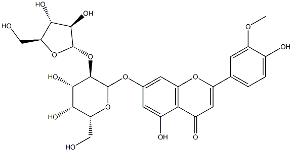 7-[[2-O-(α-L-Arabinofuranosyl)-β-D-galactopyranosyl]oxy]-4',5-dihydroxy-3'-methoxyflavone 结构式