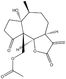 (3aS,9bβ)-3,3a,4,5,6,6a,7,8,9a,9b-Decahydro-9aα-acetoxymethyl-6aβ-hydroxy-6α-methyl-3-methyleneazuleno[4,5-b]furan-2,9-dione Struktur