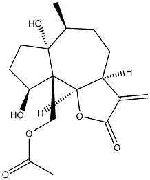 (3aS,9bβ)-3a,4,5,6,6a,7,8,9,9a,9b-Decahydro-9aα-acetoxymethyl-6aβ,9α-dihydroxy-6α-methyl-3-methyleneazuleno[4,5-b]furan-2(3H)-one Struktur