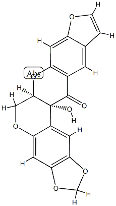 13aα-Hydroxy-6,6aα-dihydro-1,3-dioxolo[6,7][1]benzopyrano[3,4-b]furo[3,2-g][1]benzopyran-13(13aH)-one,28617-71-2,结构式