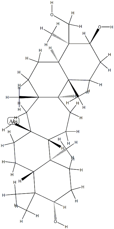 (4S)-C(14a)-Homo-27-norgammacerane-3β,14β,21α,23-tetrol Struktur