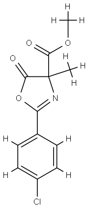 4-Oxazolecarboxylic  acid,  2-(4-chlorophenyl)-4,5-dihydro-4-methyl-5-oxo-,  methyl  ester Structure