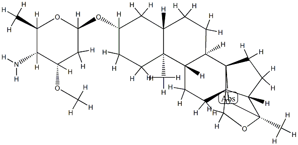 [(20S)-14β,20:18,20-Diepoxy-5α-pregnan-3β-yl]4-amino-3-O-methyl-2,4,6-trideoxy-β-D-ribo-hexopyranoside 结构式