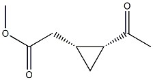 Cyclopropaneacetic acid, 2-acetyl-, methyl ester, (1R,2R)-rel- (9CI) Structure