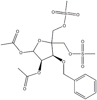 4-C-[[(甲基磺酰基)氧基]甲基]-3-O-(苄基)-D-赤式-呋喃戊糖 1,2-二乙酸酯 5-甲烷磺酸酯 结构式