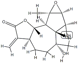 (3aS,6aS)-3aβ,5,6,7aβ,7bβ,8a,8bβ,8cβ-オクタヒドロ-6β-ヒドロキシ-6,8aβ-ジメチル-3-メチレン-4H-ビスオキシレノ[1,8a:2,3]アズレノ[4,5-b]フラン-2(3H)-オン 化学構造式