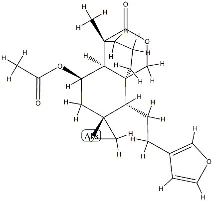 (2S,4'S)-5'α-Acetoxy-8'β-[2-(3-furyl)ethyl]-4',4'aβ,5',6'-tetrahydro-4'-methylspiro[oxirane-2,7'(8'H)-[3H-4β,8aβ]propano[1H-2]benzopyran]-3'-one,29461-24-3,结构式