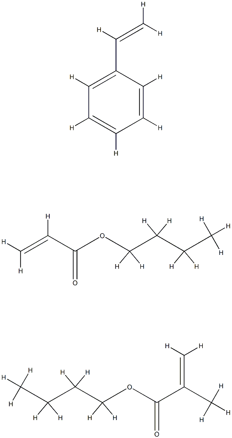 2-Propenoic acid, 2-methyl-, butyl ester, polymer with butyl 2-propenoate and ethenylbenzene Struktur