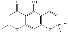 5-ヒドロキシ-2,2,8-トリメチル-2H,6H-ベンゾ[1,2-b:5,4-b']ジピラン-6-オン 化学構造式
