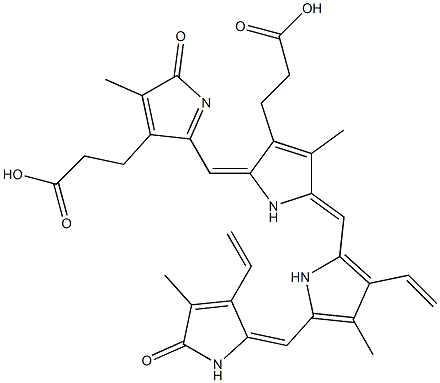 12,17-Divinyl-1,19,23,24-tetrahydro-2,8,13,18-tetramethyl-1,19-dioxo-21H-biline-3,7-dipropionic acid Structure