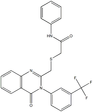 2-[({4-oxo-3-[3-(trifluoromethyl)phenyl]-3,4-dihydro-2-quinazolinyl}methyl)sulfanyl]-N-phenylacetamide Struktur