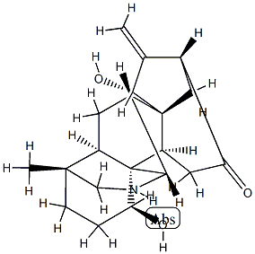 (20S)-1α,15β-Dihydroxy-4β-methyl-16-methylene-7α,20-cycloveatchan-12-one,29722-71-2,结构式