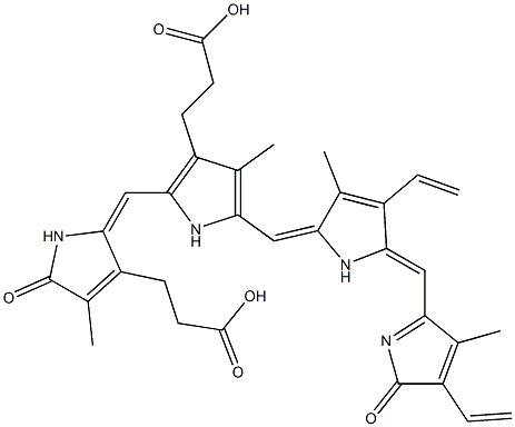 13,18-Divinyl-1,19,22,24-tetrahydro-2,8,12,17-tetramethyl-1,19-dioxo-21H-biline-3,7-dipropionic acid Struktur