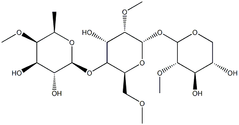 [2-O-Methyl-α-L-lyxopyranosyl]4-O-(6-deoxy-4-O-methyl-β-D-galactopyranosyl)-2-O,6-O-dimethyl-β-D-mannopyranoside Structure