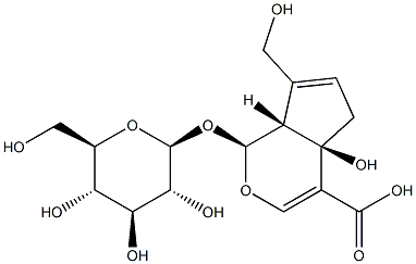 (1S)-1α-(β-D-Glucopyranosyloxy)-1,4a,5,7aα-tetrahydro-4aα-hydroxy-7-(hydroxymethyl)cyclopenta[c]pyran-4-carboxylic acid Struktur