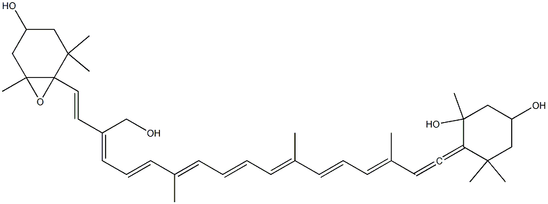 6,7-Didehydro-5',6'-oxy-5,5',6,6'-tetrahydro-3,3',5,19'-tetrahydroxy-β,β-carotene Struktur