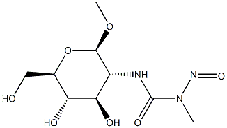 Methyl 2-deoxy-2-(3-methyl-3-nitrosoureido)-β-D-glucopyranoside 结构式