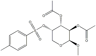 メチル2-O,3-O-ジアセチル-4-O-(p-トリルスルホニル)-β-L-アラビノピラノシド 化学構造式