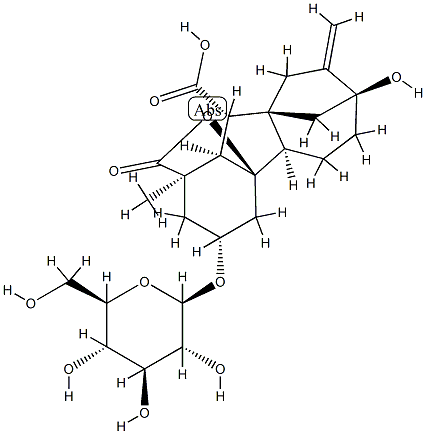 3β-(β-D-Glucopyranosyloxy)-4aα,7-dihydroxy-1-methyl-8-methylenegibbane-1α,10β-dicarboxylic acid 1,4a-lactone 结构式