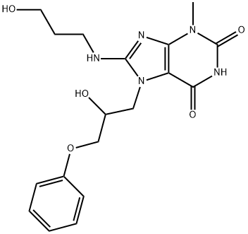 7-(2-hydroxy-3-phenoxypropyl)-8-[(3-hydroxypropyl)amino]-3-methyl-3,7-dihydro-1H-purine-2,6-dione,300586-22-5,结构式
