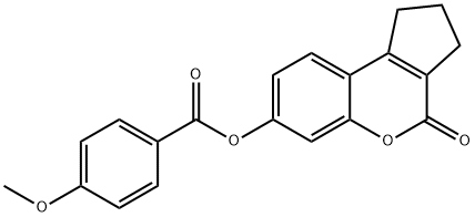 4-oxo-1,2,3,4-tetrahydrocyclopenta[c]chromen-7-yl 4-methoxybenzoate 化学構造式