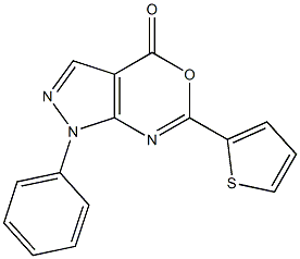 1-phenyl-6-(2-thienyl)pyrazolo[3,4-d][1,3]oxazin-4(1H)-one Struktur