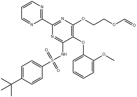4-(1,1-Dimethylethyl)-N-[6-[2-formyloxy]ethoxy]-5-(2-methoxyphenoxy][2,2'-bipyrimidin]-4-yl] benzenesulfonamide
 Struktur