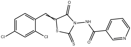 N-[5-(2,4-dichlorobenzylidene)-4-oxo-2-thioxo-1,3-thiazolidin-3-yl]nicotinamide 化学構造式