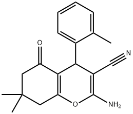 2-amino-7,7-dimethyl-4-(2-methylphenyl)-5-oxo-5,6,7,8-tetrahydro-4H-chromene-3-carbonitrile Structure
