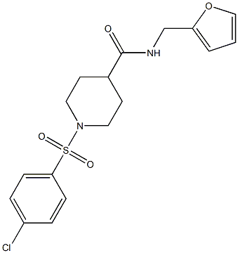1-(4-氯苯磺酰基)-N-[(呋喃-2-基)甲基]哌啶-4-甲酰胺,302939-79-3,结构式