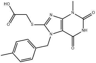 {[3-methyl-7-(4-methylbenzyl)-2,6-dioxo-2,3,6,7-tetrahydro-1H-purin-8-yl]sulfanyl}acetic acid,303969-89-3,结构式