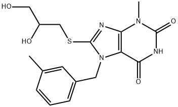 8-[(2,3-dihydroxypropyl)sulfanyl]-3-methyl-7-(3-methylbenzyl)-3,7-dihydro-1H-purine-2,6-dione Structure