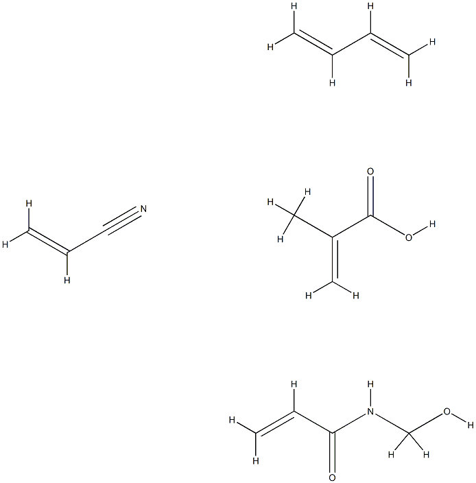 2-Propenoic acid, 2-methyl-, polymer with 1,3-butadiene, N-(hydroxymethyl)-2-propenamide and 2-propenenitrile Structure