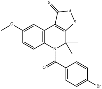 5-(4-bromobenzoyl)-8-methoxy-4,4-dimethyl-4,5-dihydro-1H-[1,2]dithiolo[3,4-c]quinoline-1-thione Structure