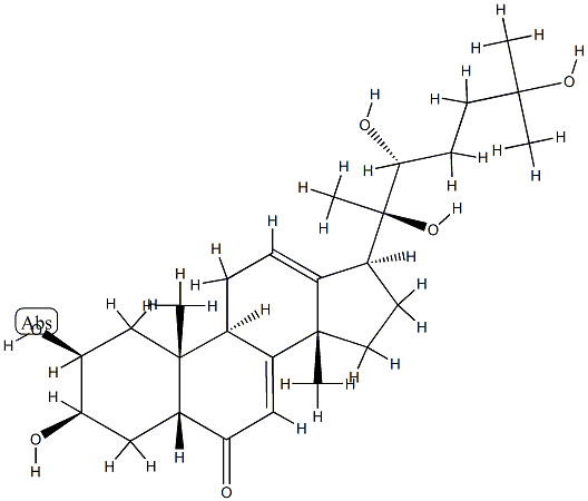 (14β,22R)-2β,3β,20,22,25-ペンタヒドロキシ-14-メチル-18-ノル-5β-コレスタ-7,12-ジエン-6-オン 化学構造式