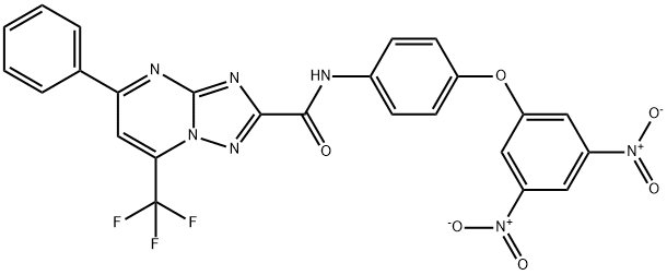 N-(4-{3,5-dinitrophenoxy}phenyl)-5-phenyl-7-(trifluoromethyl)[1,2,4]triazolo[1,5-a]pyrimidine-2-carboxamide,306766-04-1,结构式