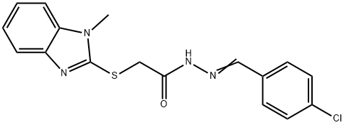 (E)-N-(4-chlorobenzylidene)-2-((1-methyl-1H-benzo[d]imidazol-2-yl)thio)acetohydrazide Struktur
