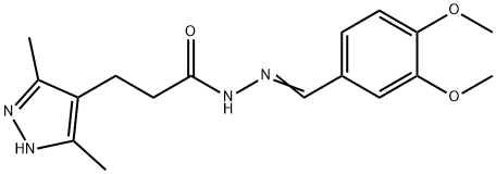 (E)-N-(3,4-dimethoxybenzylidene)-3-(3,5-dimethyl-1H-pyrazol-4-yl)propanehydrazide,307321-16-0,结构式