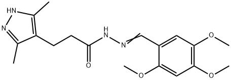 (E)-3-(3,5-dimethyl-1H-pyrazol-4-yl)-N-(2,4,5-trimethoxybenzylidene)propanehydrazide 化学構造式