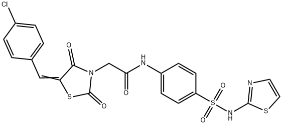 2-[5-(4-chlorobenzylidene)-2,4-dioxo-1,3-thiazolidin-3-yl]-N-{4-[(1,3-thiazol-2-ylamino)sulfonyl]phenyl}acetamide 结构式