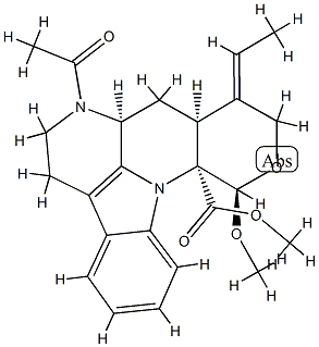 (7aS,9E)-9-エチリデン-5,6,7,7aα,8,8aα,9,10-オクタヒドロ-7-アセチル-12β-メトキシインドロ[3,2,1-ij]ピラノ[3,4-b][1,5]ナフチリジン-12aα(12H)-カルボン酸メチル 化学構造式