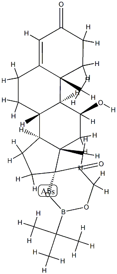 17,21-[(tert-Butylboranediyl)bisoxy]-11β-hydroxypregn-4-ene-3,20-dione,30888-31-4,结构式