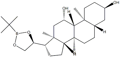 (20S)-20,21-[(tert-ブチルボランジイル)ビス(オキシ)]-5α-プレグナン-3α,11β-ジオール 化学構造式