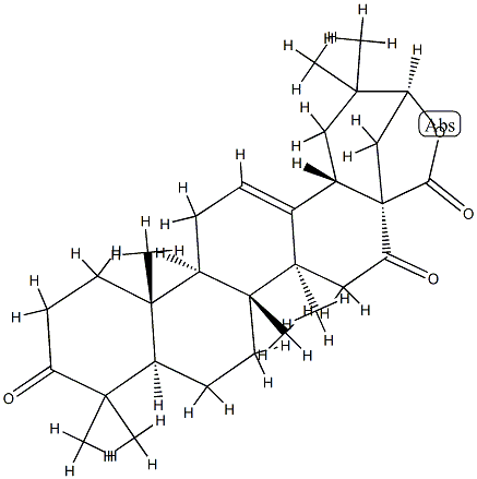 21β-ヒドロキシ-3,16-ジオキソオレアナ-12-エン-28-酸γ-ラクトン 化学構造式