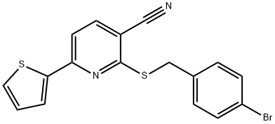 2-[(4-bromobenzyl)sulfanyl]-6-(2-thienyl)nicotinonitrile 化学構造式