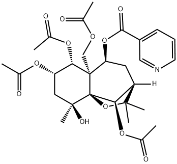 3-Pyridinecarboxylic acid [(3R,10R)-6β,7β,10-triacetoxy-5aβ-acetoxymethyl-3,4,5,5a,6,7,8,9-octahydro-9α-hydroxy-2,2,9-trimethyl-3β,9aβ-methano-2H-1-benzoxepin-5α-yl] ester Structure