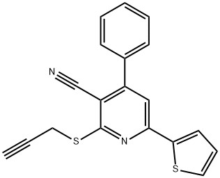 4-phenyl-2-(2-propynylsulfanyl)-6-(2-thienyl)nicotinonitrile Structure