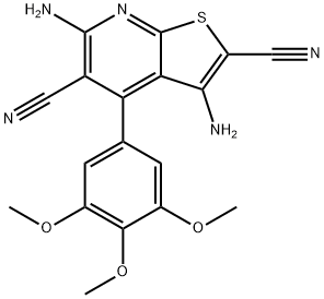 3,6-diamino-4-(3,4,5-trimethoxyphenyl)thieno[2,3-b]pyridine-2,5-dicarbonitrile Structure