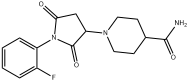 1-[1-(2-fluorophenyl)-2,5-dioxo-3-pyrrolidinyl]-4-piperidinecarboxamide|